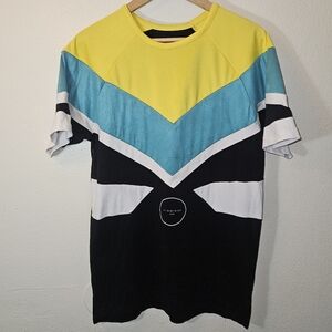 Yellow and Blue Men's Short Sleeve Tee